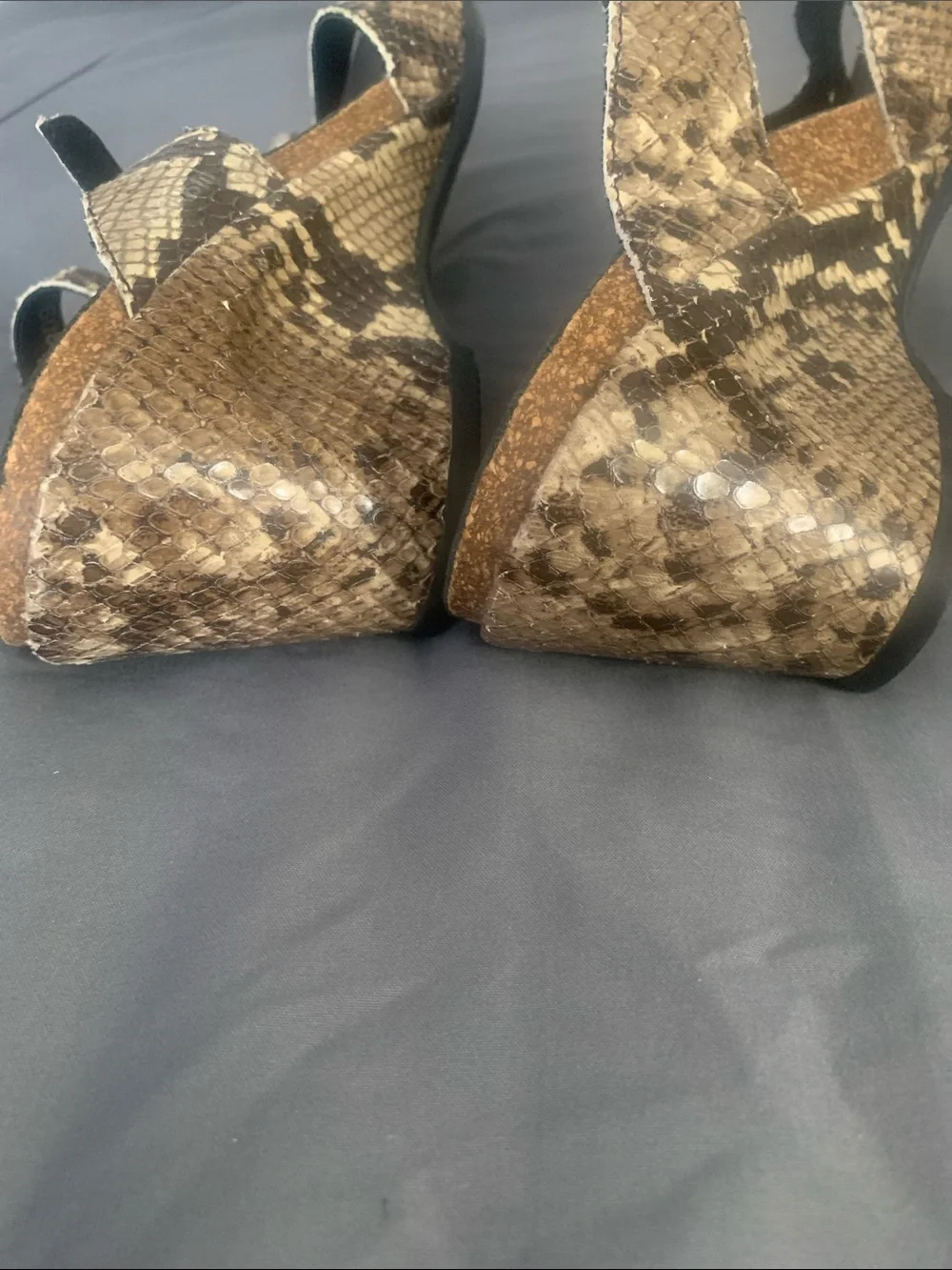 Mephisto Women's Brown Snake-Print Wedge Sandals